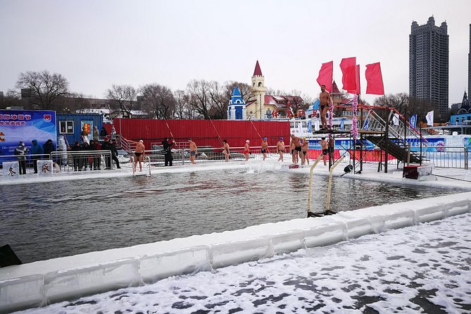 2-Day Group City Tour Package with Harbin Ice and Snow Festival - Day 2 Highlights: Ice Swimming Show, Harbin Ropeway, and Russian Town to Sophia
