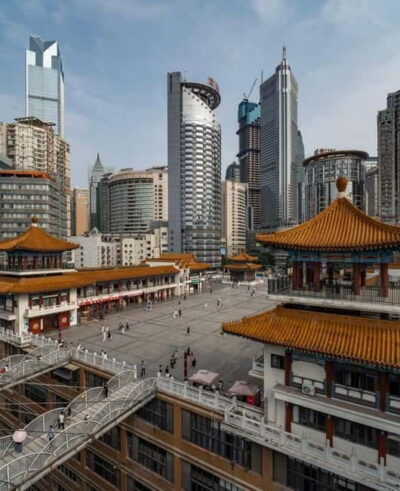 Chongqing: Surreal Urban, Ancient Town, and Secret Viewpoint - Liziba Monorail and Kuixing Tower: trains, towers, and Jialing River views