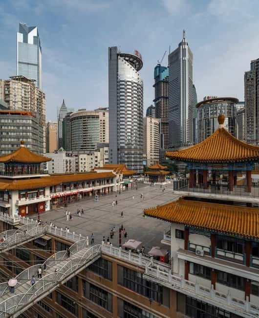 Chongqing: Surreal Urban, Ancient Town, and Secret Viewpoint - Liziba Monorail and Kuixing Tower: trains, towers, and Jialing River views